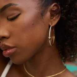 Star Hoop Earrings In Yellow Gold -Fashion Jewelry Discount Store gldproduct11 116848