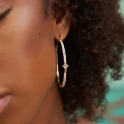 Star Hoop Earrings In Yellow Gold