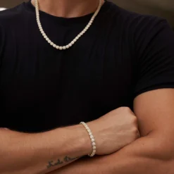 Micro Clustered Tennis Necklace + Bracelet Bundle In Yellow Gold