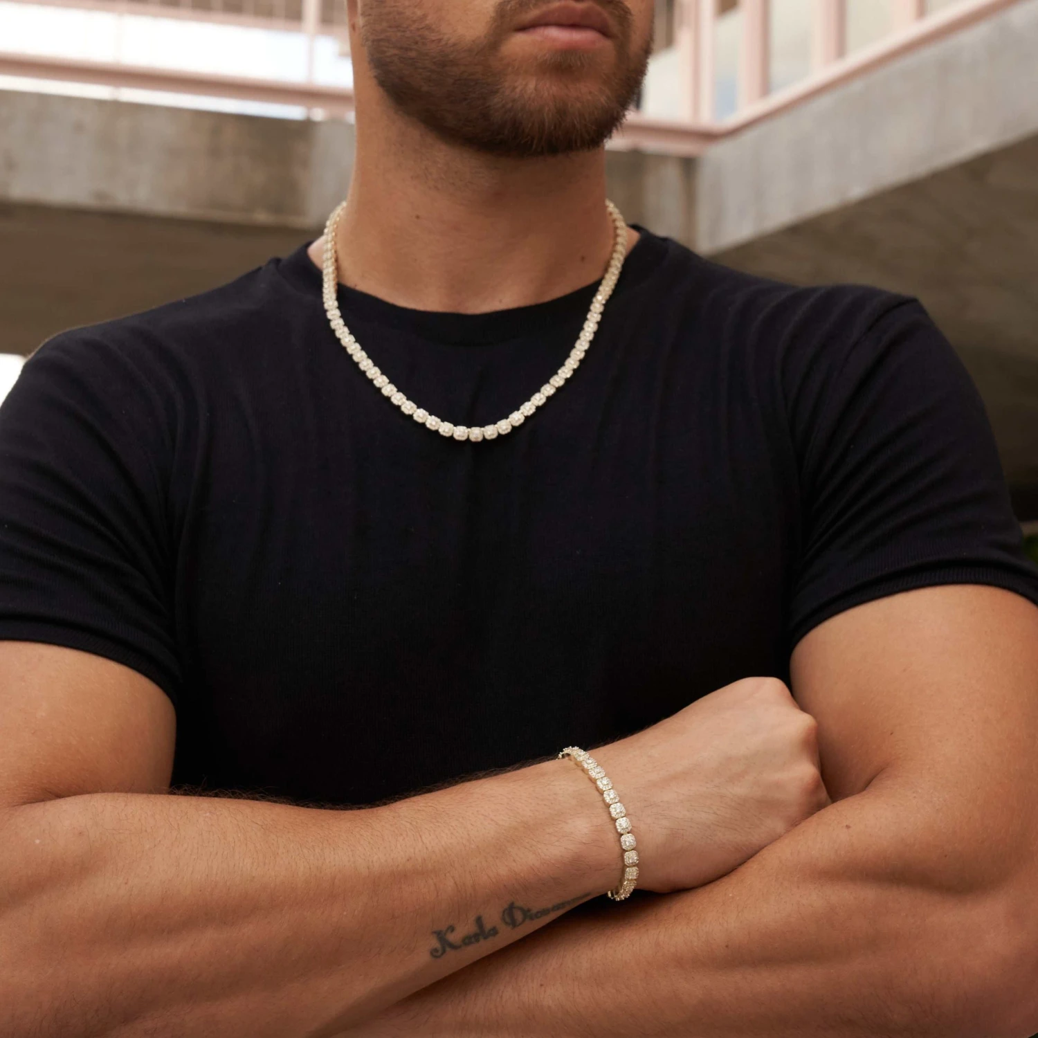 Micro Clustered Tennis Necklace + Bracelet Bundle In Yellow Gold 2 Micro Clustered Tennis Necklace + Bracelet Bundle In Yellow Gold - Image 2