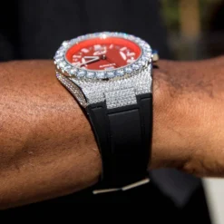 42MM Iced Alpha Era 316 W/ Rubber Strap -Fashion Jewelry Discount Store iced alpha era 316 w rubber strap gld men the gld shop 3 scaled