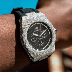 42MM Iced Alpha Era 316 W/ Rubber Strap -Fashion Jewelry Discount Store iced alpha era 316 w rubber strap gld men the gld shop 7 scaled