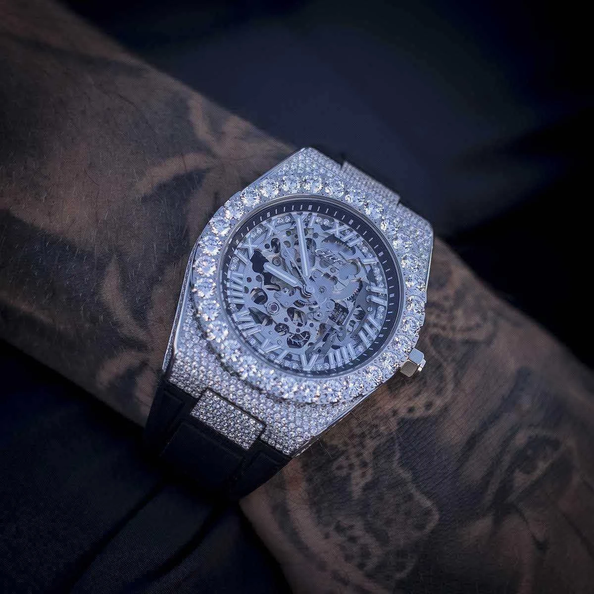 42MM Iced Alpha Era Skeleton 316 W/ Rubber Strap 2 42MM Iced Alpha Era Skeleton 316 W/ Rubber Strap - Image 2