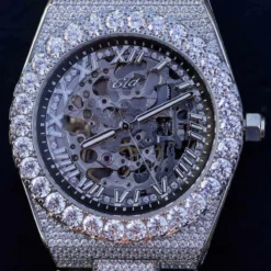 42MM Iced Alpha Era Skeleton 316 W/ Rubber Strap 7 42MM Iced Alpha Era Skeleton 316 W/ Rubber Strap -Fashion Jewelry Discount Store iced alpha era skeleton 316 w rubber strap gld men the gld shop 3