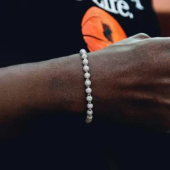Iced Ball Bracelet In White Gold - 4mm