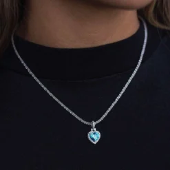 Blue Heart Pendant -Fashion Jewelry Discount Store iced heart pendant w blue stone gld women the gld shop 5