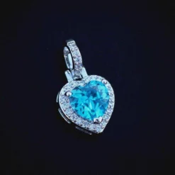 Blue Heart Pendant -Fashion Jewelry Discount Store iced heart pendant w blue stone gld women the gld shop 6