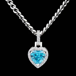 Blue Heart Pendant -Fashion Jewelry Discount Store iced heart pendant w blue stone gld women the gld shop 7 scaled