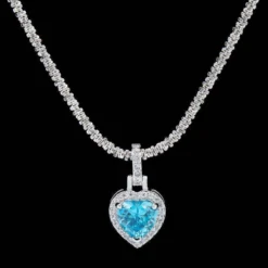 Blue Heart Pendant -Fashion Jewelry Discount Store iced heart pendant w blue stone gld women the gld shop 9