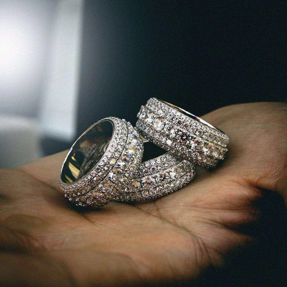 White Gold 5 Layer Diamond Band Ring 2 White Gold 5 Layer Diamond Band Ring - Image 2