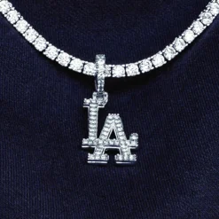 Los Angeles Dodgers Micro Pendant In White Gold