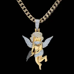Masked Angel Pendant 18 Masked Angel Pendant -Fashion Jewelry Discount Store masked angel pendant gld men the gld shop 6