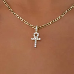 Micro Ankh Cross In Yellow Gold