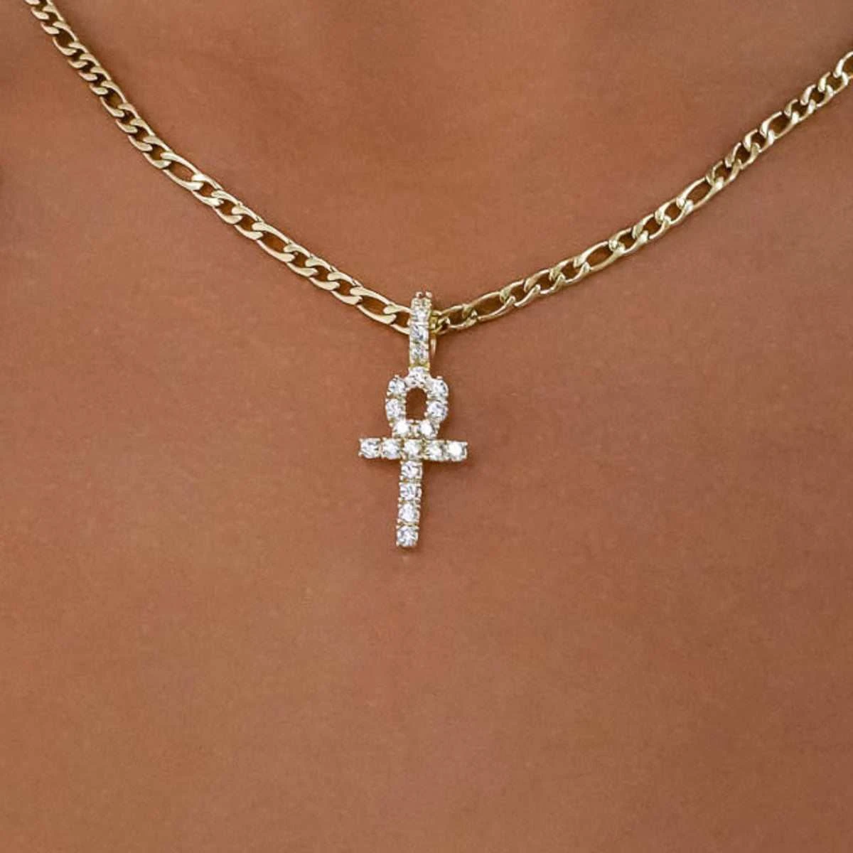Micro Ankh Cross In Yellow Gold 1 Micro Ankh Cross In Yellow Gold