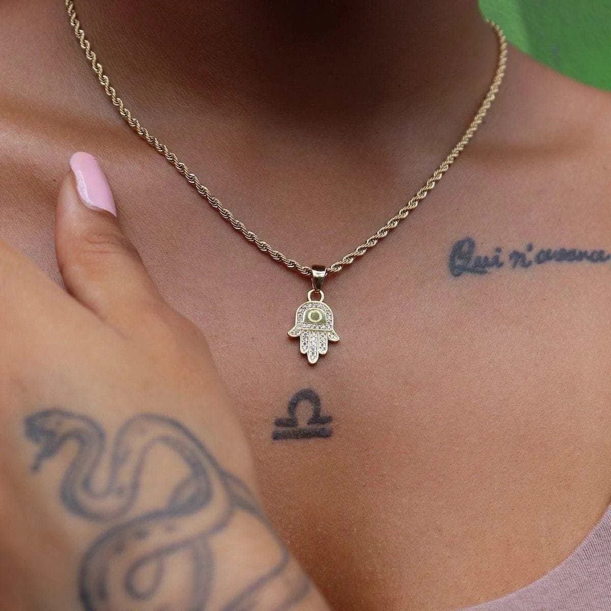 Solid Gold Hamsah Micro Pendant 2 Solid Gold Hamsah Micro Pendant - Image 2