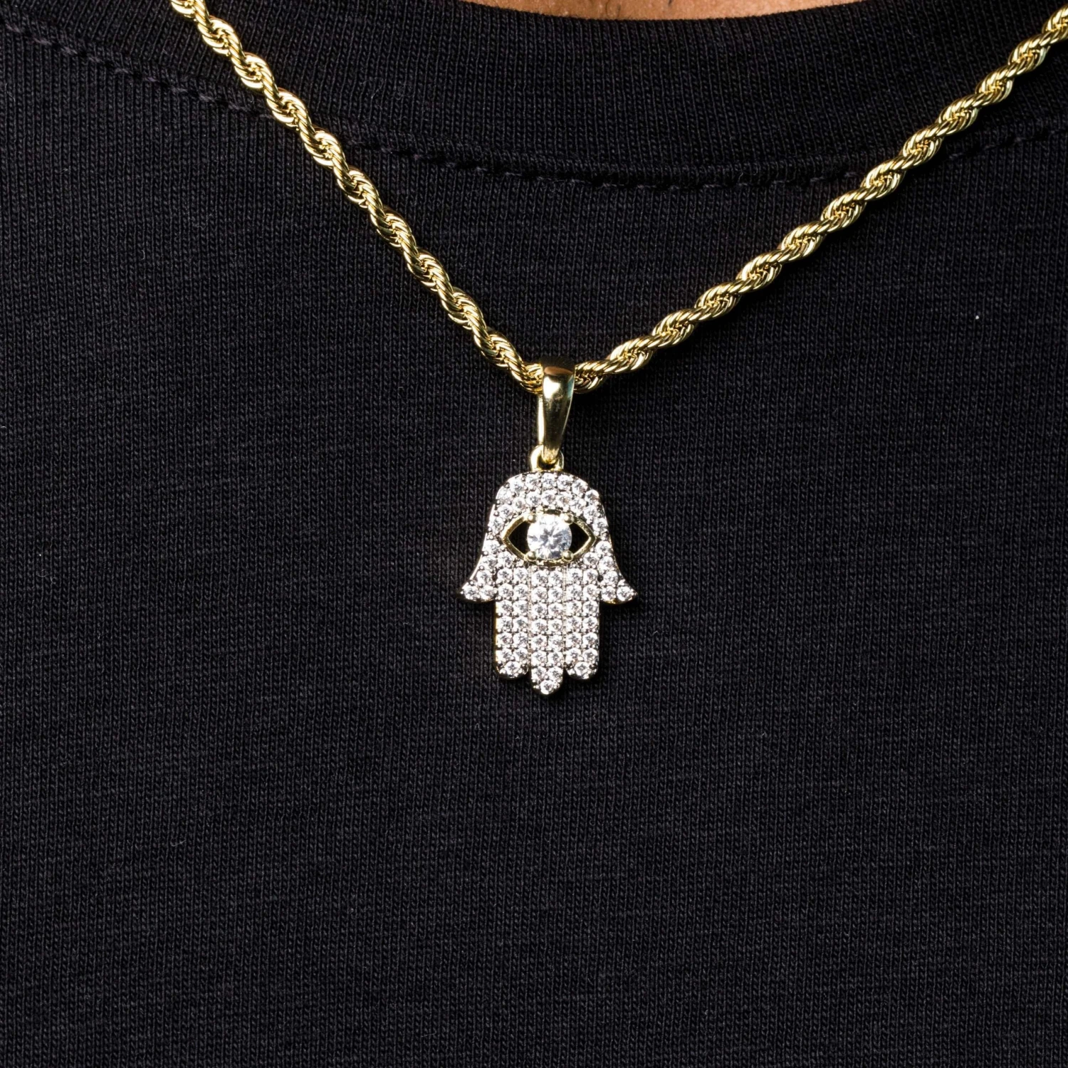 18k Vermeil Micro Iced Hamsah Pendant 1 18k Vermeil Micro Iced Hamsah Pendant