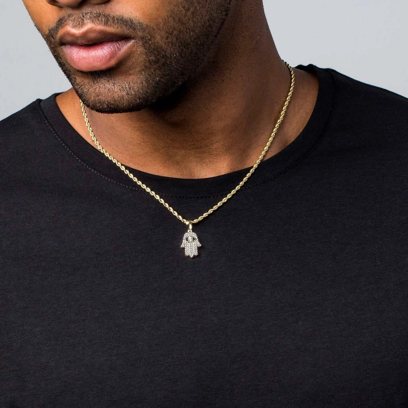 18k Vermeil Micro Iced Hamsah Pendant 2 18k Vermeil Micro Iced Hamsah Pendant - Image 2