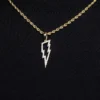 Micro Iced Lightning Bolt Pendant In Yellow Gold