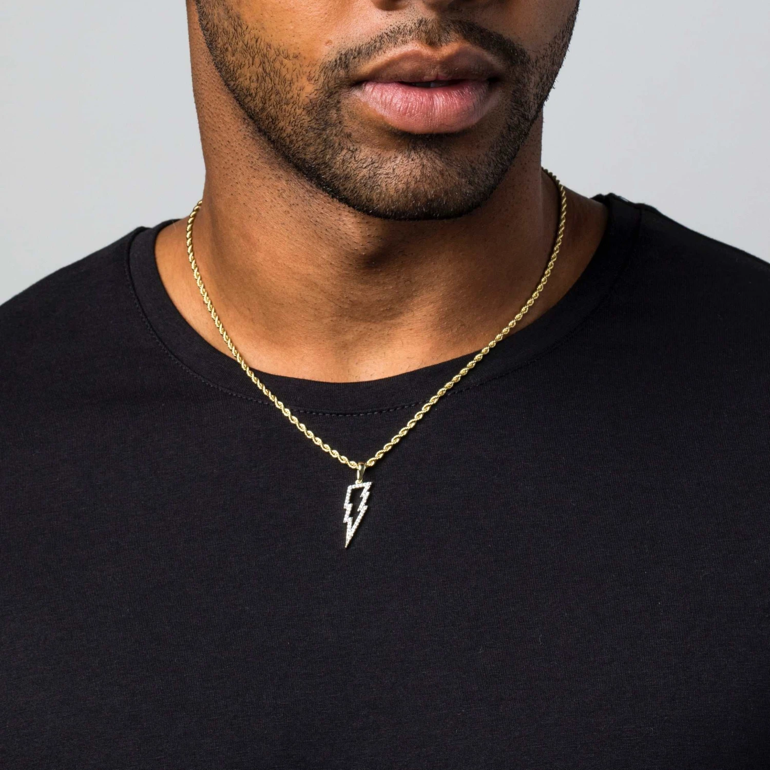 Micro Iced Lightning Bolt Pendant In Yellow Gold 2 Micro Iced Lightning Bolt Pendant In Yellow Gold - Image 2