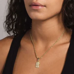 Micro Jesus Pendant In Yellow Gold -Fashion Jewelry Discount Store micro jesus pendant in yellow gold gld women the gld shop 3