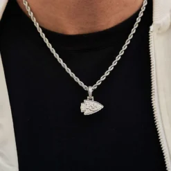 Kansas City Chiefs Micro Logo Pendant - White Gold -Fashion Jewelry Discount Store micro kansas city in white gold 1