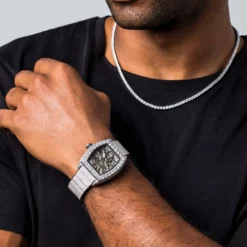 40MM Perennial Era Skeleton Watch- Fully Iced -Fashion Jewelry Discount Store perennial era skeleton watch fully iced gld men the gld shop 4