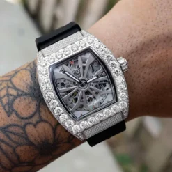 40MM Perennial Era Skeleton Watch- Fully Iced W/ Rubber Strap -Fashion Jewelry Discount Store perennial era skeleton watch fully iced rubber strap gld men the gld shop 5