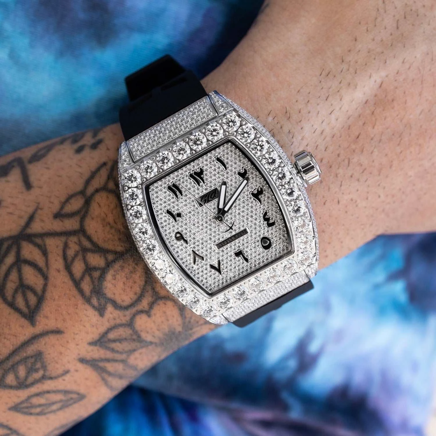 40MM Perennial Era Watch Arabic- Fully Iced W/ Rubber Strap 4 40MM Perennial Era Watch Arabic- Fully Iced W/ Rubber Strap - Image 4