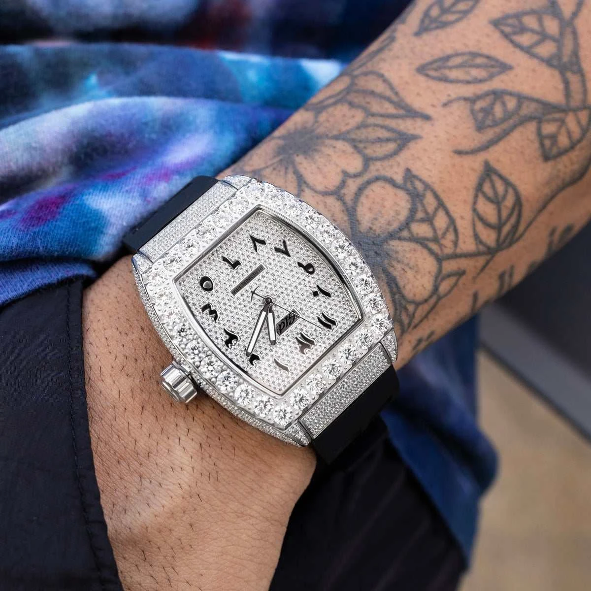 40MM Perennial Era Watch Arabic- Fully Iced W/ Rubber Strap 6 40MM Perennial Era Watch Arabic- Fully Iced W/ Rubber Strap - Image 6