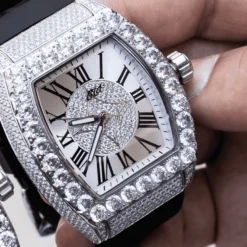 40MM Perennial Era Watch Center Cluster- Fully Iced W/ Rubber Strap