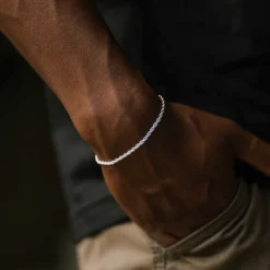 Rope Bracelet In White Gold - 2mm -Fashion Jewelry Discount Store rope bracelet in white gold 2mm gld men the gld shop 3