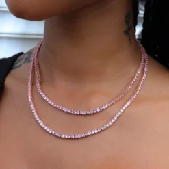 Rose Tennis Necklace- 3mm 8 Rose Tennis Necklace- 3mm -Fashion Jewelry Discount Store rose tennis necklace 3mm gld women the gld shop 3