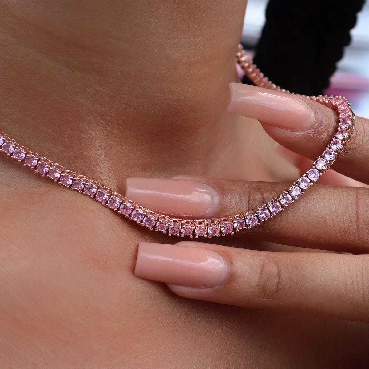 Rose Tennis Necklace- 3mm 4 Rose Tennis Necklace- 3mm - Image 4