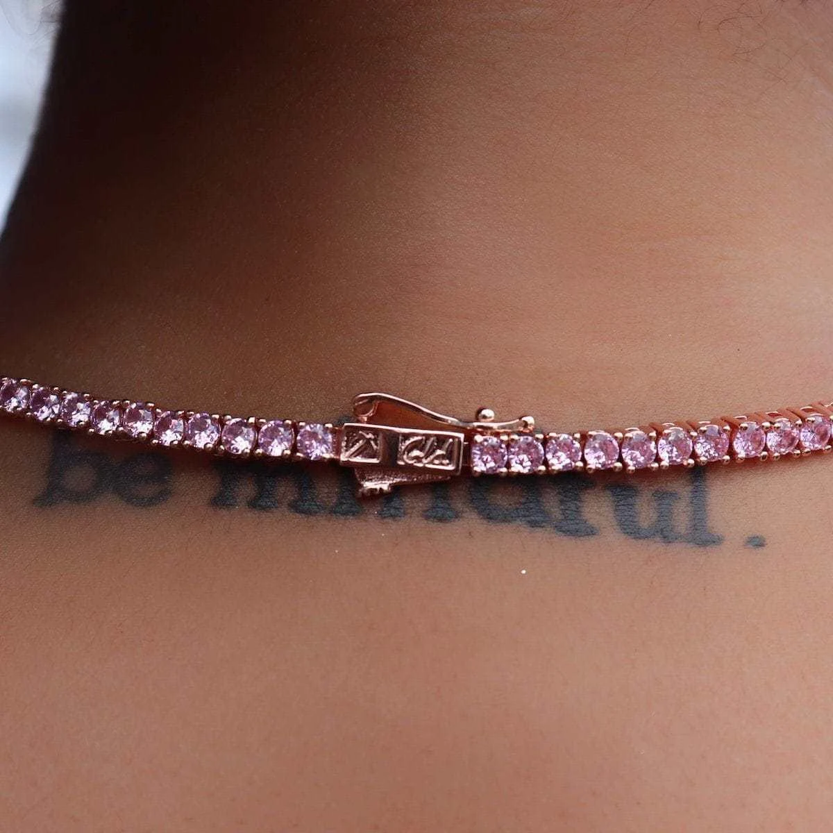 Rose Tennis Necklace- 3mm 5 Rose Tennis Necklace- 3mm - Image 5