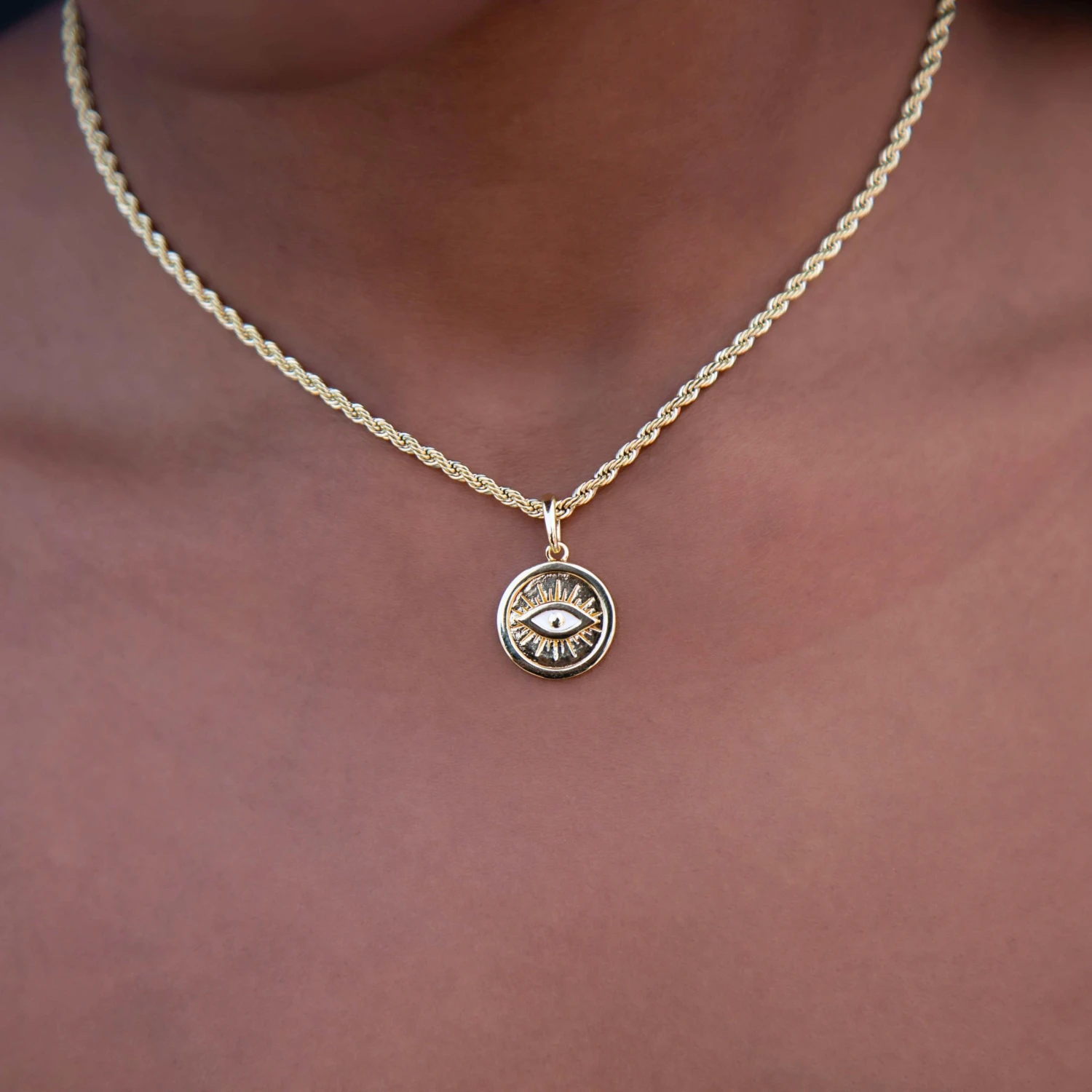 Small Coin Evil Eye Pendant 2 Small Coin Evil Eye Pendant - Image 2