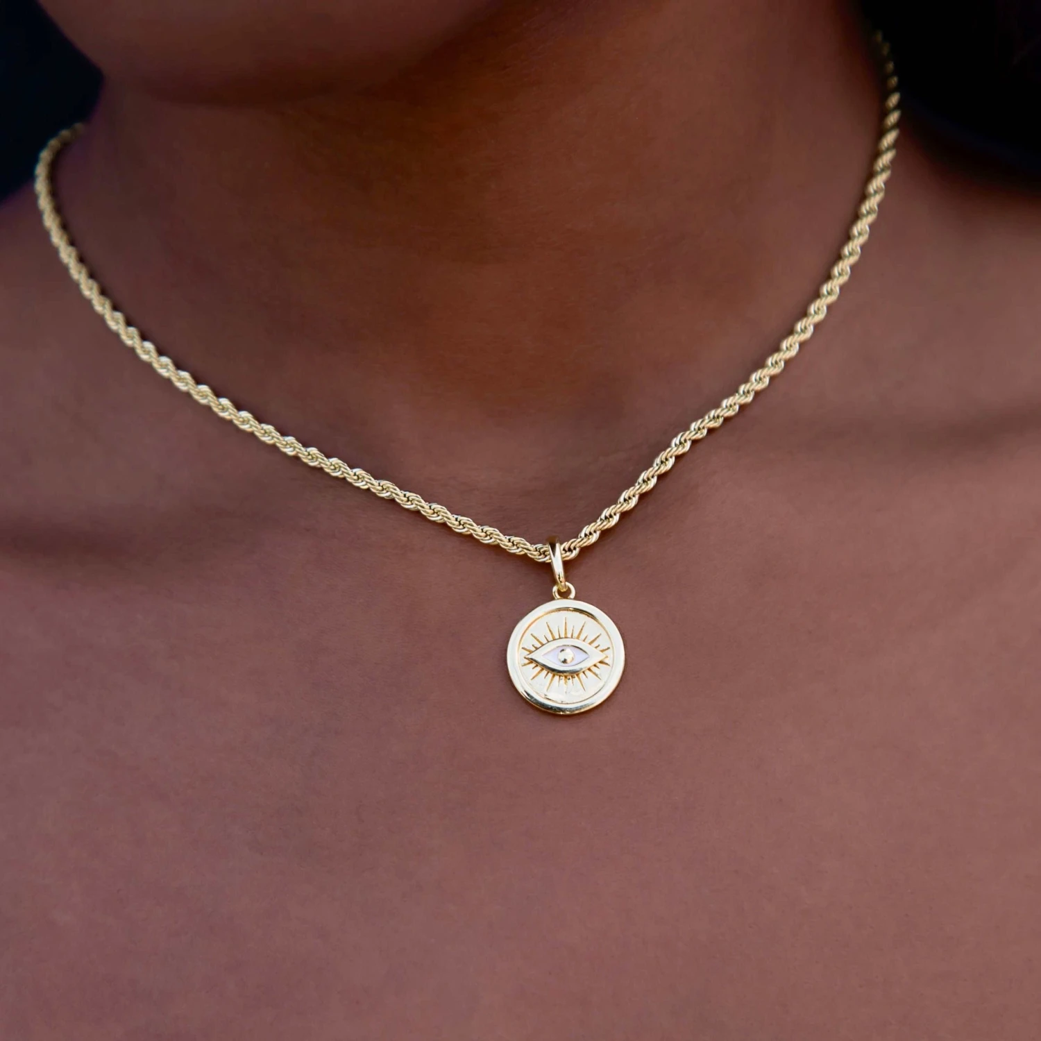 Small Coin Evil Eye Pendant 1 Small Coin Evil Eye Pendant