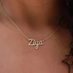 Solid Gold Script Font Necklace -Fashion Jewelry Discount Store solid gold script font necklace gld women the gld shop 4