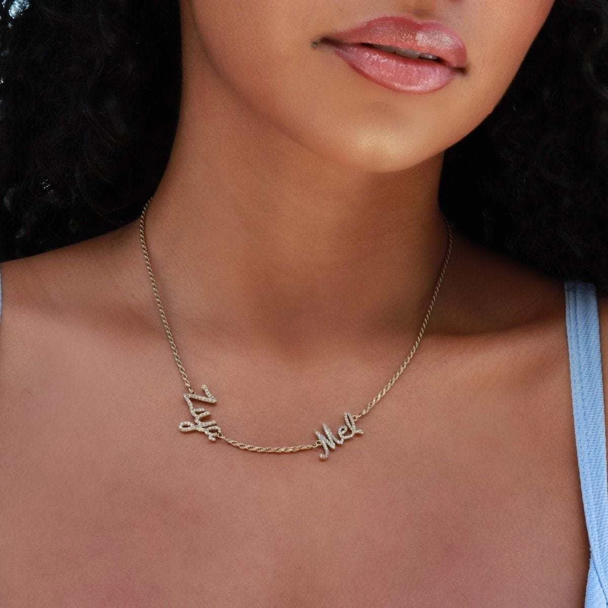 Solid Gold Script Multi Name Font Necklace 4 Solid Gold Script Multi Name Font Necklace - Image 4