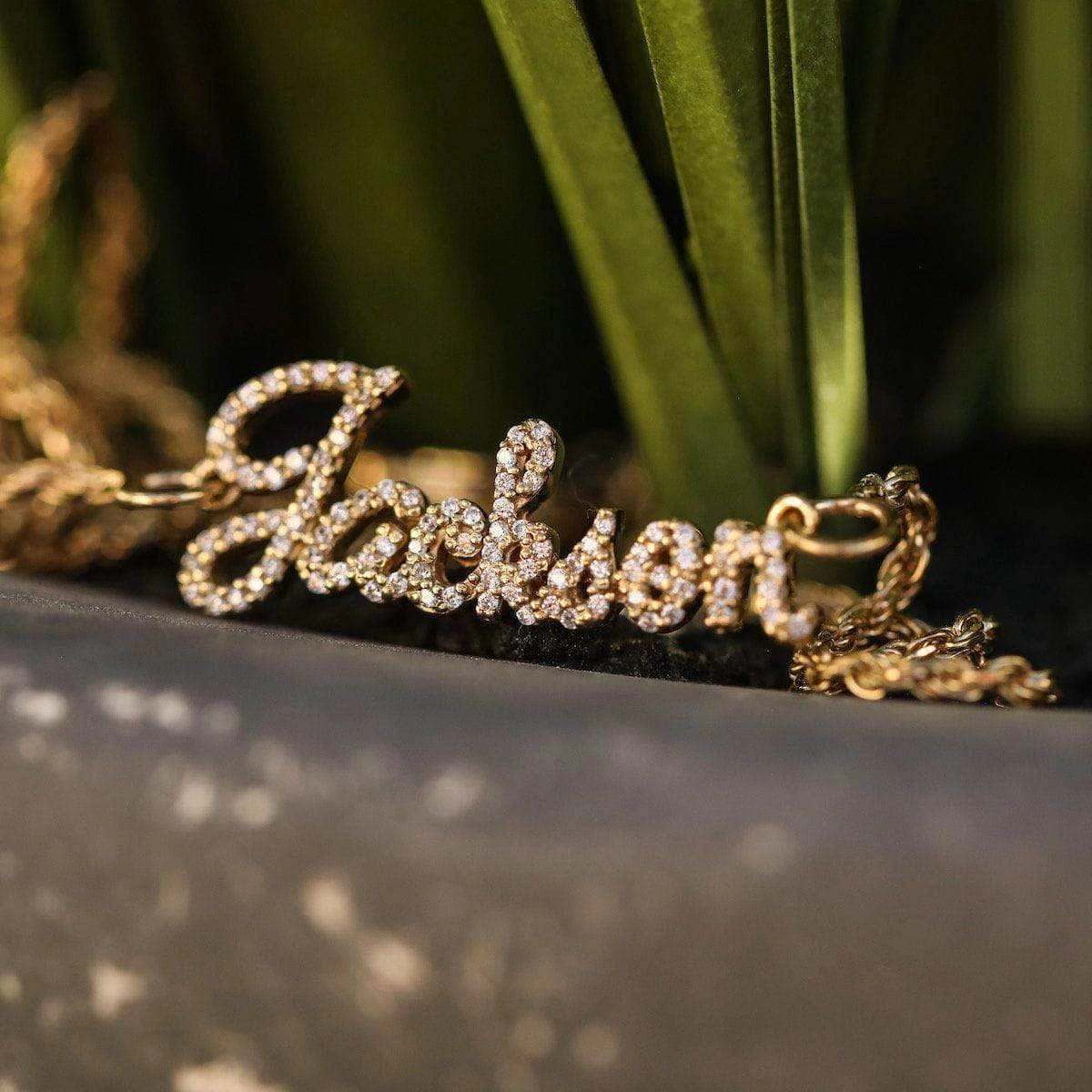 Solid Gold Script Multi Name Font Necklace 5 Solid Gold Script Multi Name Font Necklace - Image 5