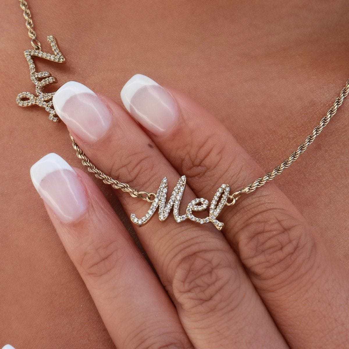 Solid Gold Script Multi Name Font Necklace 3 Solid Gold Script Multi Name Font Necklace - Image 3