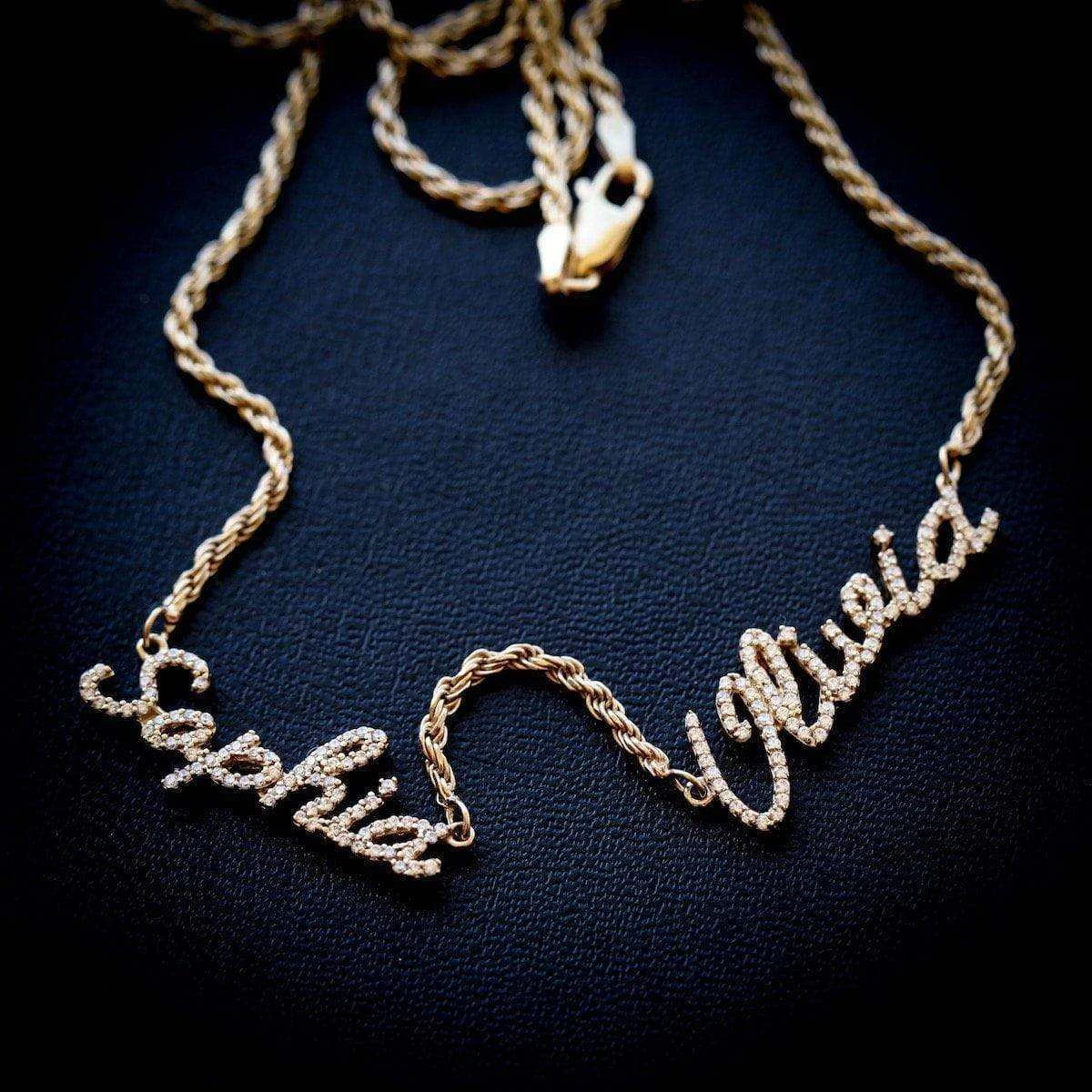 Solid Gold Script Multi Name Font Necklace 7 Solid Gold Script Multi Name Font Necklace - Image 7