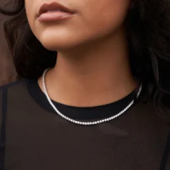 Round Cut Tennis Necklace + Anklet Bundle White Gold - 3mm 9 Round Cut Tennis Necklace + Anklet Bundle White Gold - 3mm -Fashion Jewelry Discount Store tennis necklace anklet bundle white gold 3mm 3