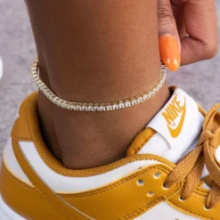 Round Cut Tennis Necklace + Anklet Bundle Yellow Gold - 3mm -Fashion Jewelry Discount Store tennis necklace anklet bundle yellow gold 3mm 5