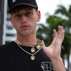 18k Vermeil Saint Michael Coin Pendant -Fashion Jewelry Discount Store vermeil saint michael coin pendant gld men the gld shop 3 scaled