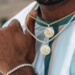 18k Vermeil Saint Michael Coin Pendant -Fashion Jewelry Discount Store vermeil saint michael coin pendant gld men the gld shop 4 scaled