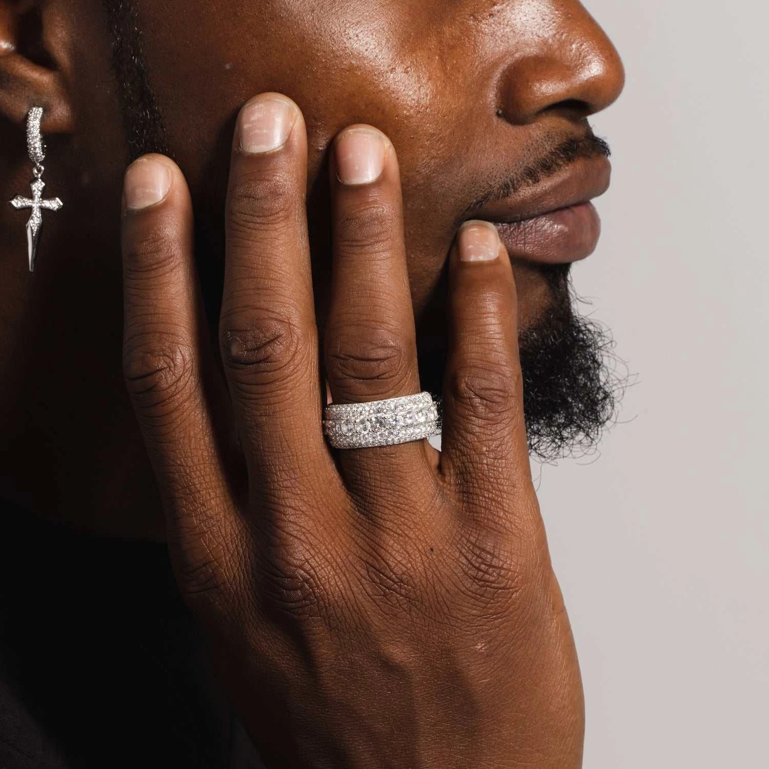 White Gold 5 Layer Diamond Band Ring 4 White Gold 5 Layer Diamond Band Ring - Image 4